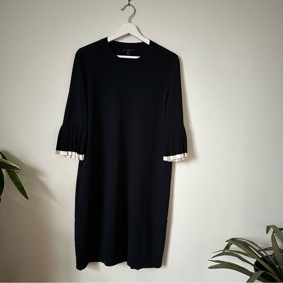 COS Pleated Sleeves Knitted Dress In Deep Navy Blue Size M - Picture 5 of 9